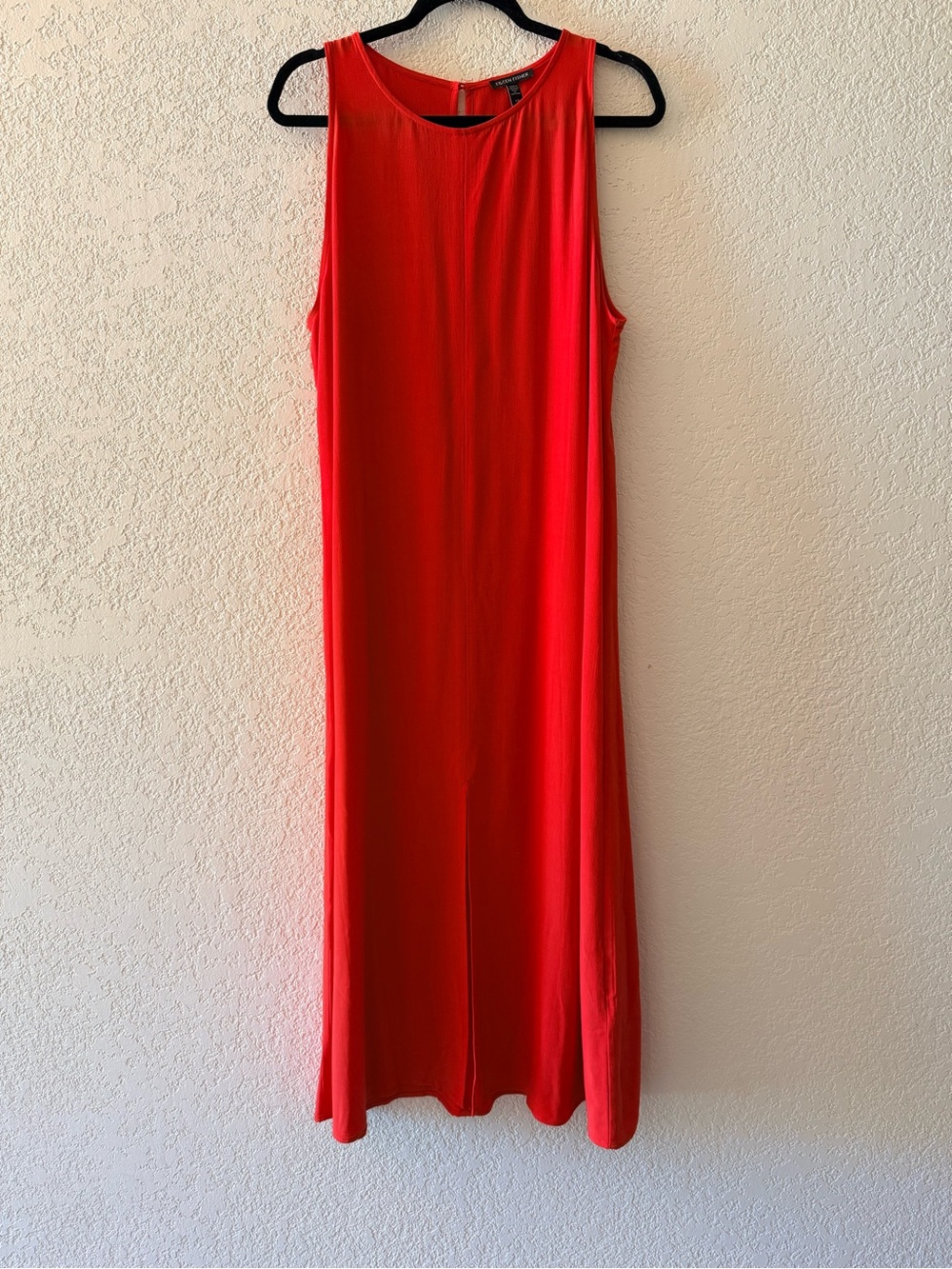 EILEEN FISHER Tencel & Viscose Crepe Front Slit Maxi Vacation Casual Dress Sz L